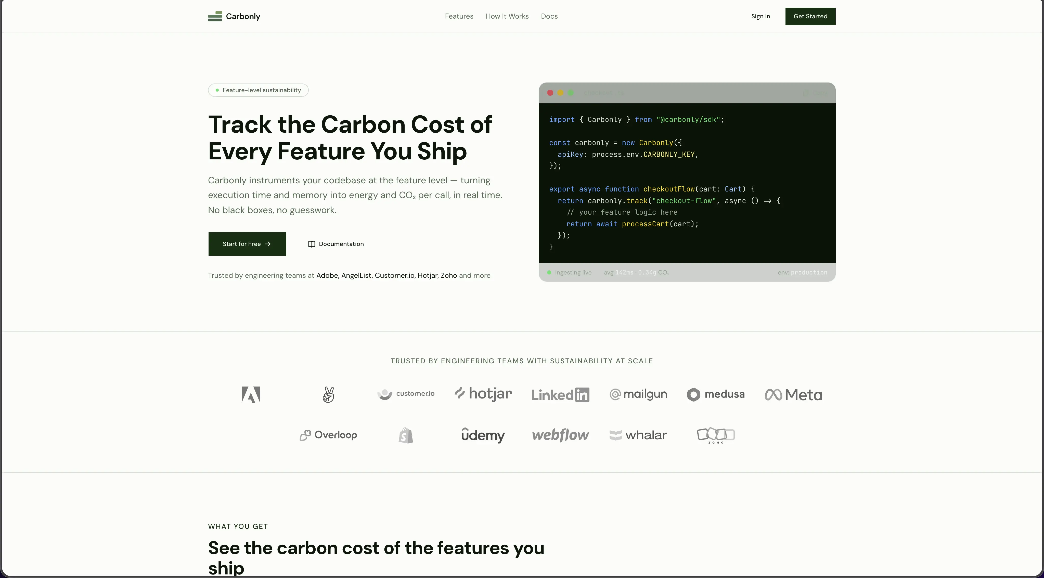 Codensity: hållbarhetsplattform för utvecklare screenshot